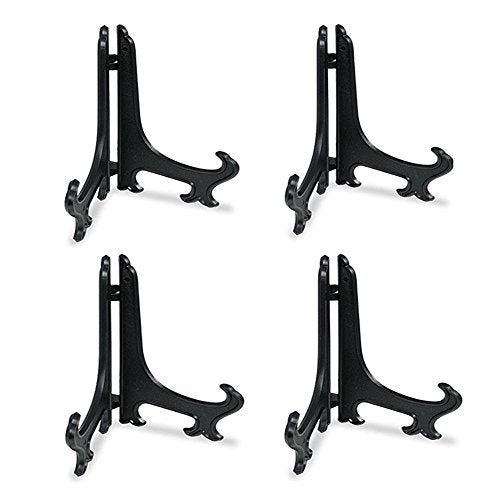 Artliving (4 Pack) 12 Inch Plastic Display Stand, Black Easel Display Photo Holder Stand, Displays Picture Frames, Cookbooks, Tablets and Art - color: Black, size: 12 inch (4 pack)