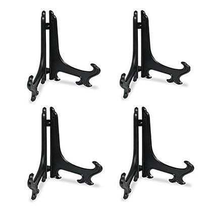 Artliving (4 Pack) 12 Inch Plastic Display Stand, Black Easel Display Photo Holder Stand, Displays Picture Frames, Cookbooks, Tablets and Art - color: Black, size: 12 inch (4 pack)