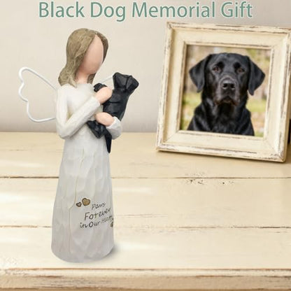 Dog Memorial Gifts, Metal Wings Dog Angel Figurine, Black
