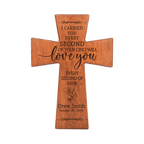 LifeSong Milestones Custom Memorial Wooden Cross 7x11 I Carried You (Dove) Condolence Funeral Remembrance in Loving Memory Bereavement Gift for Loss of Loved One (Cherry) - color: Cherry