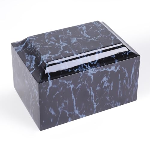 Rsobl Black Marble Cremation Urn Vault for Human Ashes, Adult Sized for Ground Burial, Home Memorial and Funeral Use - size: Black