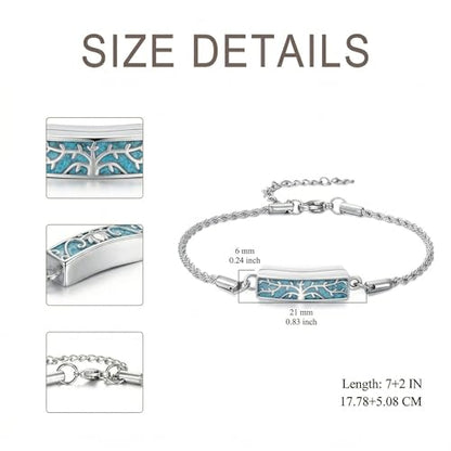 YYB Urn Bracelet for Ashes Hummingbird/Dragonfly/Butterfly/Sunflower Turquoise Locket Bracelet Cremation Memorial Jewelry Mothers Day Gifts for Women - color: Tree of Life