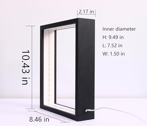 Shadow Box Frame with Lights 10'' ×8 '' Memory Boxes Keepsakes Display Case Dried Flower 3D Deep Picture Frame Memorial Gifts Memorabilia Medal Wedding Travel Baby Items (Black) - color: Black