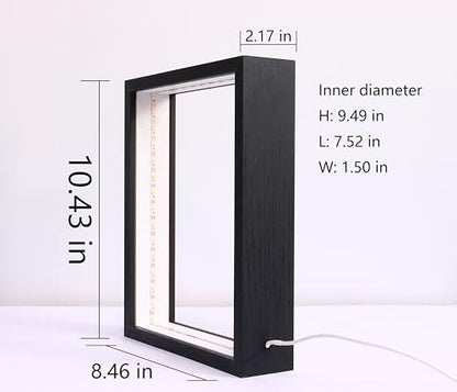 Shadow Box Frame with Lights 10'' ×8 '' Memory Boxes Keepsakes Display Case Dried Flower 3D Deep Picture Frame Memorial Gifts Memorabilia Medal Wedding Travel Baby Items (Black) - color: Black