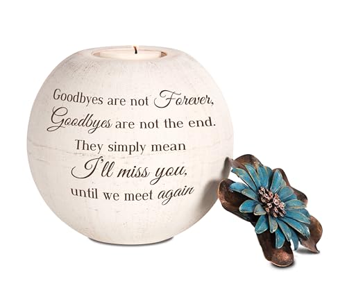 Pavilion Gift Company - I'll Miss You, Until We Meet Again - 5" Round Tealight Terracotta Candle Holder with Metal Lid in Memory Loss of Loved One Remembrance Bereavement Grief Funeral Gift
