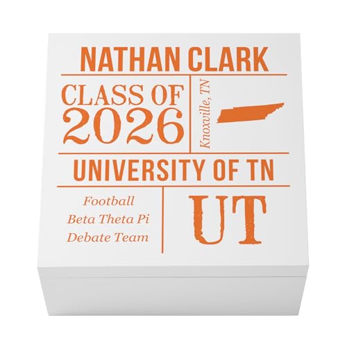 Let's Make Memories Personalized Keepsake Box - For Graduation Class of 2026 or Any Year - Graduate Memento Box - Customize For Any Grad and School - 6" Hx12 Sq - All About The Graduate - Orange - color: Orange - All About The Graduate