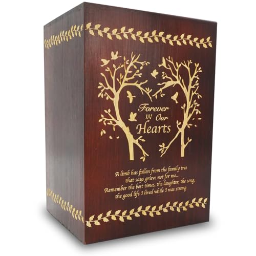 CHIEMOT - Wood Cremation Urns for Human Ashes Adult Female Male, Wooden Urns Box and Casket for Men Women, Funeral Decorative Urn for Adults Up to 200 lbs (Large, Tree of Life) - color: Tree of Life