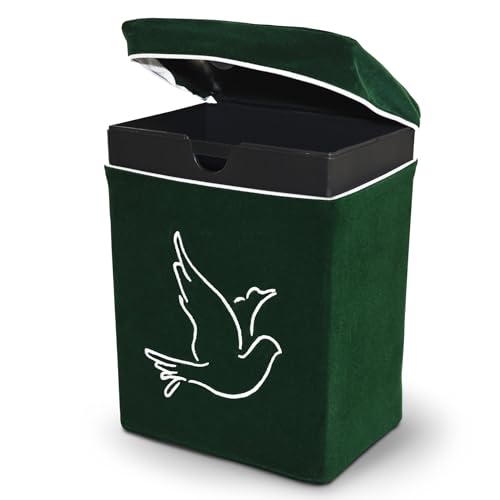 Velvet Urn Bag with TSA Approved Cremation Container | Holds Cremated Ashes of Human Adult | For Use in a Niche or Ground Burial | Fits Crowne Burial Urn Vault (Green with Dove) - color: Green With Dove