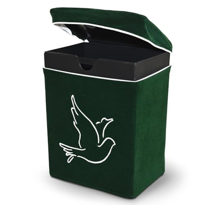 Velvet Urn Bag with TSA Approved Cremation Container | Holds Cremated Ashes of Human Adult | For Use in a Niche or Ground Burial | Fits Crowne Burial Urn Vault (Green with Dove) - color: Green With Dove