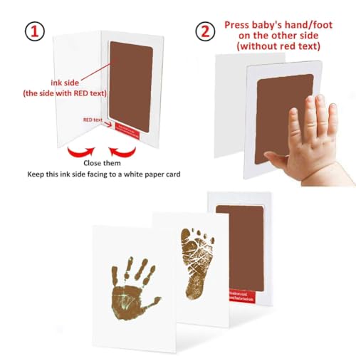Large Inkless Hand and Footprint Kit, Baby Keepsake, 2-Pack | No-Mess Clean Touch Ink Pad for Baby Handprint & Footprint, Non-Toxic Baby Gift, Pet Paw Print Keepsake Kit（Brown) - color: 2 Pack Brown