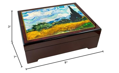 Wheat Field with Cypresses Musical Jewelry Box by The San Francisco Music Box