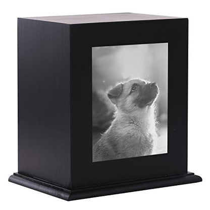 BRKURLEG Dog Urns for Ashes, Animal Wood Urn, Black - color: Black