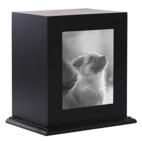 BRKURLEG Dog Urns for Ashes, Animal Wood Urn, Black - color: Black