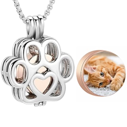 Oinsi Pet Cremation Jewelry For Ashes For Dog/Cat Paw Stainless Steel Memorial Locket Urn Necklace Inside Mini Case Keepsake Cremation Jewelry Women Men - color: Customize Image