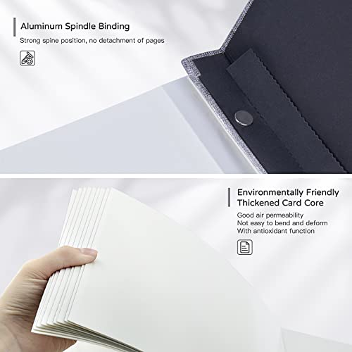 Popotop Large Photo Album Self Adhesive 4x6 5x7 8x10 Scrapbook Album DIY Picture Book,Gifts for Mom,Family Baby and Wedding,with Metal Pen and Plastic Board - color: Grey, size: 11.5"x10.6"40pages
