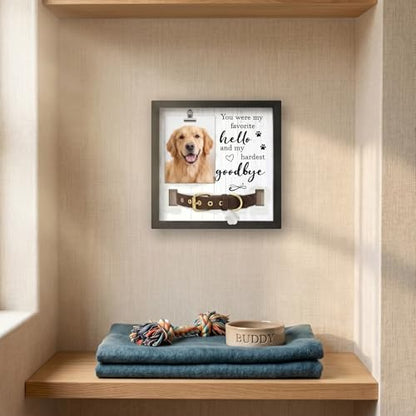 3 Pcs Dog Memorial Picture Frame Memorial Bracelet Set, Pet Memorial Frame with Collar Holder Sympathy Paw Print Friendship Bracelets, Pet Memorial Gifts for Loss of Dogs or Cats