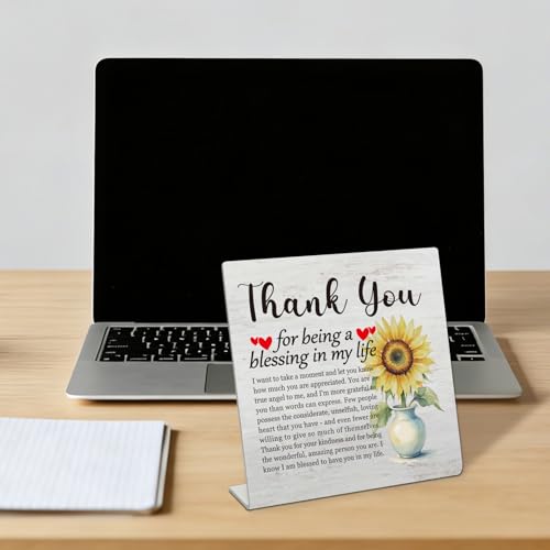 Stainless Steel Desk Plaque with Sunflower Design, Thoughtful Thank You Gift for Husband, Wife, Blessing Gratitude Gift for Boyfriend, Girlfriend, Motivational Desk Decor for Home HDESK19 - style: Husband, Wife