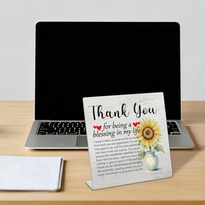 Stainless Steel Desk Plaque with Sunflower Design, Thoughtful Thank You Gift for Husband, Wife, Blessing Gratitude Gift for Boyfriend, Girlfriend, Motivational Desk Decor for Home HDESK19 - style: Husband, Wife