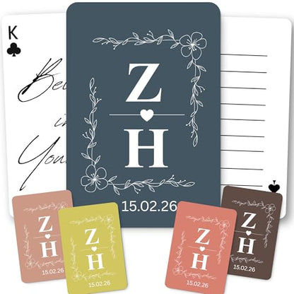 Personalized Deck of Playing Cards - Custom Monogram with Name Initials - Wedding, Anniversary, Party & Event Favors – Guest Book Alternative - Style 1 - color: Back Monogram - Style 1