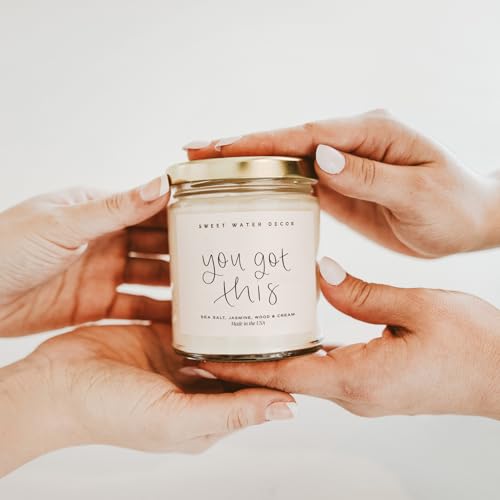 Sweet Water Decor You Got This Candle - Encouragement Gifts for Women, Graduation Gift, New Job Gift, Positive Affirmation - 9oz Clear Jar, 40 Hour Burn Time, Made in the USA - style: You Got This