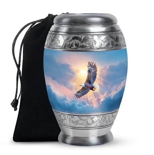 Sunset Eagle Urn for Ashes Adult Male - Blue Urns for Human Ashes Female - Large Urns for Adult Men - Funeral Urn for Decorative - 10Inch & 200 Cubic Inches - color: Cloud Fly Eagle Sunset