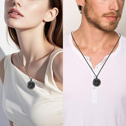 Hearbeingt Tree of Life Cremation Jewelry Paw Print Urn Necklace for Ashes - color: B-Black