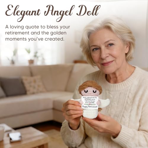 Retirement Gift for Woman 2026- Happy Retirement Angel Crochet - Funny Retirement Gifts for Women Men Teacher Nurse Principal Friend Coworker, Farewell Party Retired Gifts - style: Retirement Gifts