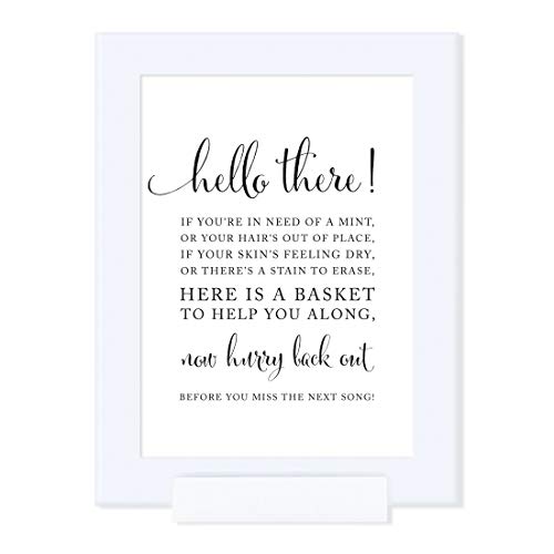 Andaz Press Wedding Framed Party Signs, Formal Black and White, 5x7-inch, Bathroom Basket, 1-Pack, Includes Frame - color: Activity Bathroom Basket