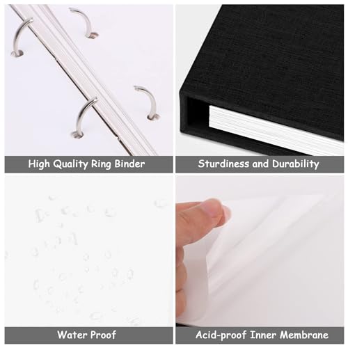 Zesthouse 18 In Photo Album Self Adhesive with Picture Display Window, 3-Ring Scrapbook Albums 60 Pages Holds 10x12 8x10 5x7 4x6 Photos, DIY Photo Book Ideal Gift for Family Wedding Baby - color: Black, size: 13.2"x12.8"/White 60 Pages
