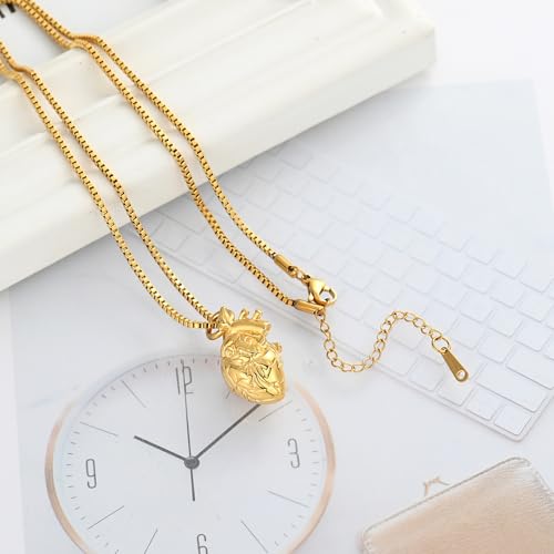 XSMZB Heart Cremation Jewelry Ashes Pendant for Human Pet Funeral Urn Necklace for Ashes Women Men Memorial Urn Jewelry - color: Gold