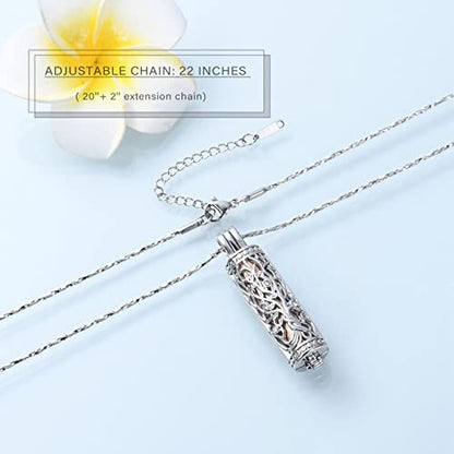 Imrsanl Cylinder Cremation Urn Necklace for Ashes of Loved One - color: Tree-Rose Gold