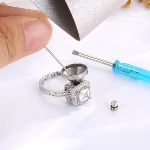 925 Sterling Silver Cremation Urn Ring for Women Memorial Ashes Keepsake Jewelry to Honor Loved Ones - color: CZ