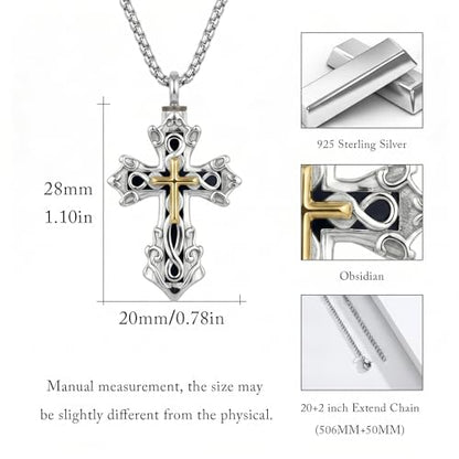 925 Sterling Silver Celtic Cross Urn Necklace for Ashes - color: silver-d