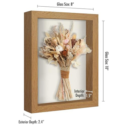 Americanflat 8x10 Shadow Box Frame with Shatter-Resistant Glass - Silhouette Collection - Large Shadow Box Display Case for Tabletop and Wall Display - Dark Oak with Soft Felt Back | Shatter-resistant glass, 1.5 inch interior depth, hangs vertical or hori