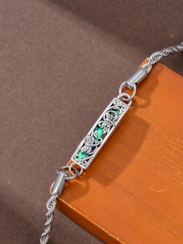 WINNICACA Urn Bracelet for Ashes 925 Sterling Silver Abalone Shell Sunflower/Butterfly/Turtle Cremation Jewelry for Ashes Keepsake Pendant Locket Bracelet for Women Gifts - style: Dragonfly Urn Bracelet