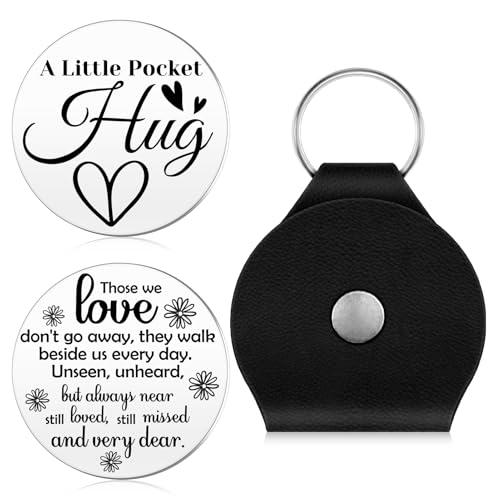 Xiahuyu Pocket Hug Token Keepsake Memorial Sympathy Gifts for Loss of Loved One Remembrance Bereavement Gift Idea for Loss of Mom Dad Condolence Grief Gift for Women Men with Leather Keychain