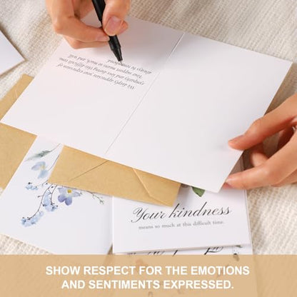 C2U Funeral Thank You Cards with Envelopes(20 Pack 4"x6"),Stickers & Message Inside - Wildflower Bereavement Sympathy Thank You Cards for Funeral Family Friends Loved Ones - color: 20 Wildflower cards