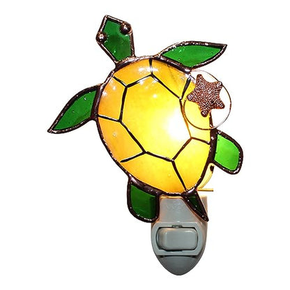 Gift Essentials Sea Turtle Plug-in Night Light - Stained Glass Nightlight | Sea Turtle Stained Glass Plug-in Nightlight with On/Off Rocker Switch. Includes One 4-Watt Replaceable Warm-Glow Bulb. - color: Sea Turtle