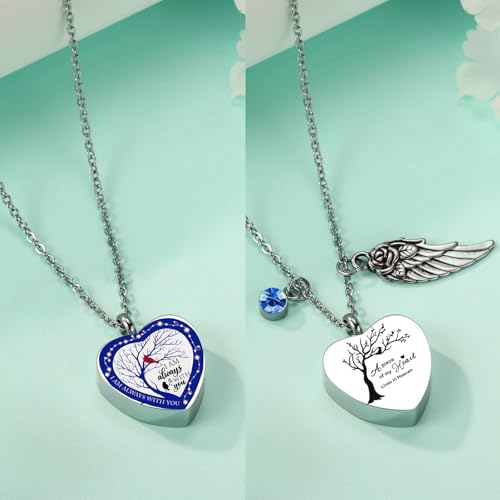 RIPFEVURN Small Mini Urns for Human Ashes Keepsake Adult Female Male Tree of Life Cremation Jewelry Urn Necklaces for Ashes for Women Men Set of 6(Blue)