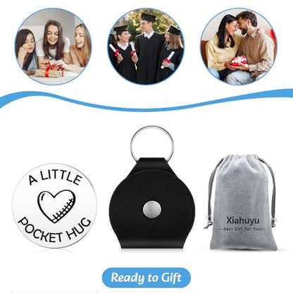 Xiahuyu Pocket Hug Token Sympathy Gifts for Loss of Loved One Memorial Gifts for Mother Father Grandma Husband Bereavement Remembrance Grief Think of You Gift with PU Leather Keychain