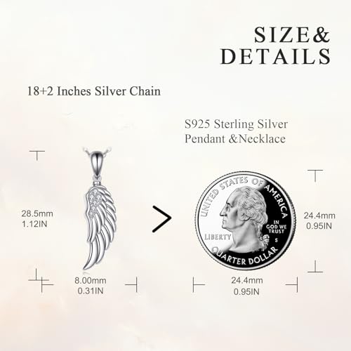 VONALA Urn Necklace Sterling Silver Memorial gifts for Ashes Keepsake Jewelry - style: Wing