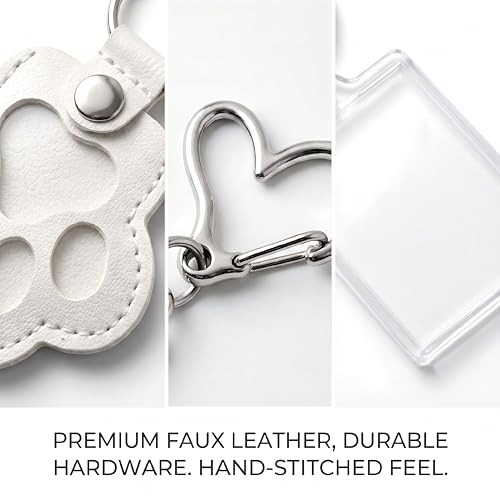 Leather Pet Fur Keepsake Keychain Gift, 2 Pcs - color: Yellow & Red