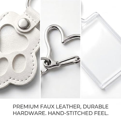 Leather Pet Fur Keepsake Keychain Gift, 2 Pcs - color: Black & White