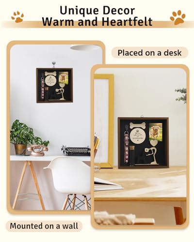 Pet Memorial Gift Shadow Box, 8.6'' Dog Memory Sympathy Gift - color: Brown 8.6x8.6in memorial box