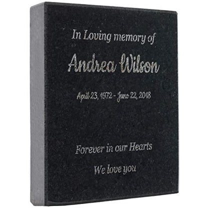 PlaqueMaker Customizable in Loving Memory Granite Garden Stone (4 x 4X .4") | Laser Engraved, Indoor & Outdoor Use, Personalized Text, Black Granite, Memorial Plaque - size: 4 x 4 x 0.4"