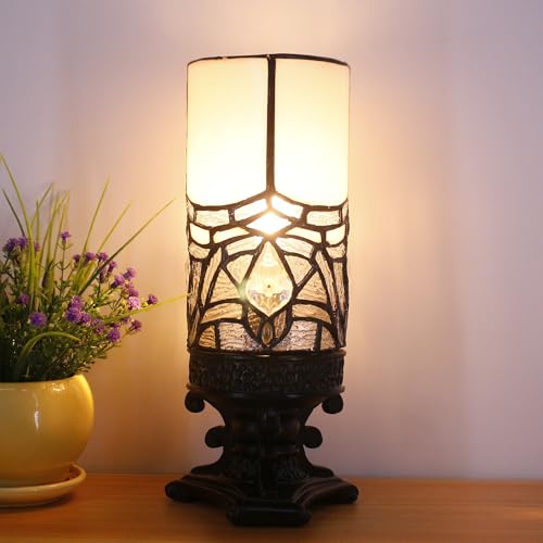 Small Tiffany Table Lamp Mini Stained Glass Desk Lamp White Bending Style - color: White Bending Style