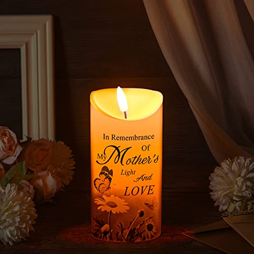 Gerrii Memorial Candle LED Flameless 3x6 Inch Loss of Mother,Butterfly | Sympathy Gift for Loss of Loved One, Remembrance Keepsake with Butterfly Design, Battery Operated Safe for Home Altar