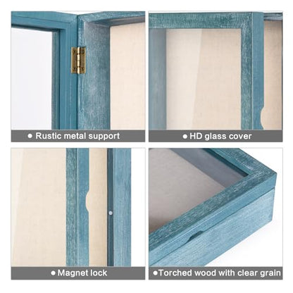 Love-KANKEI Deep Shadow Box 8x10,Solid Wood Frame,Memory Box,Rustic Blue - color: Blue, size: 8 x 10