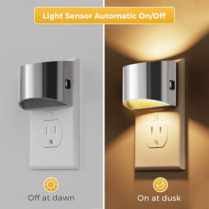 L LOHAS LED Night Lights Plug into Wall, Dimmable Night Light 2 Pack | Plug in Night Light with 3 Level Brightness, 3000K Soft White, Grey Housing - color: Gray