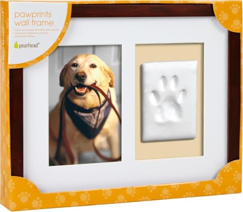 Pearhead Pawprints Picture Frame and Air‑Dry Clay Kit, Espresso - color: Espresso Clay Print Wall Frame